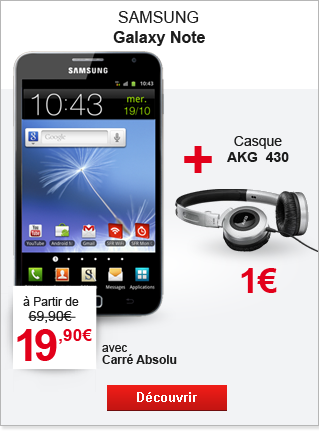 Samsung Galaxy Note à partir de 19,90€ avec Carré Absolu