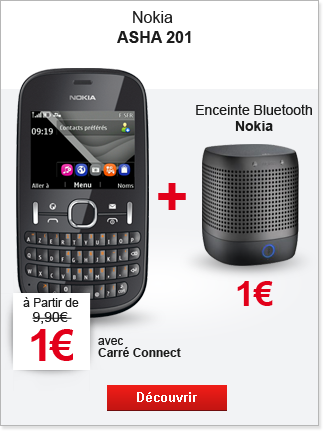 Nokia ASHA 201 à partir de 1€ avec Carré Connect